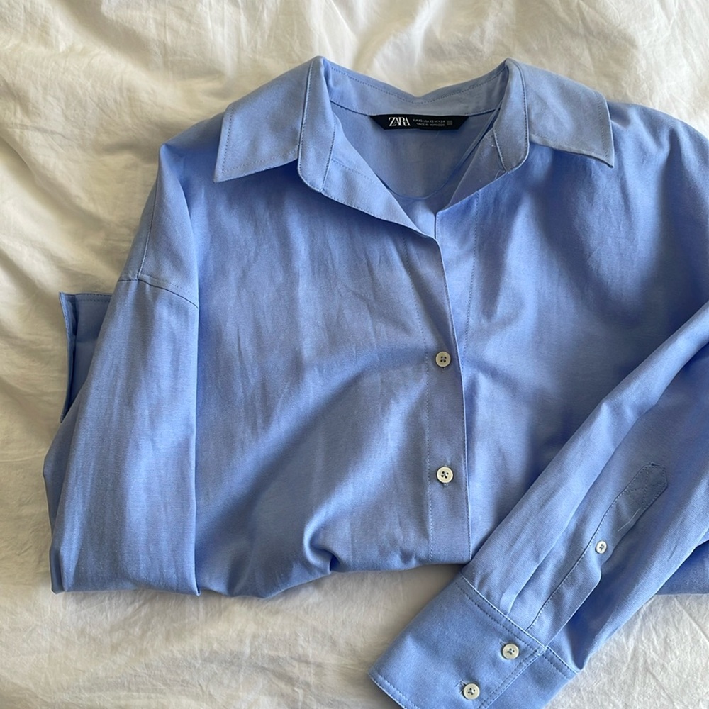 Zara oversized blue shirt xs